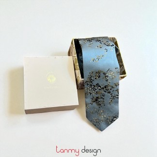 Slim tie - FORGET-ME-NACRE - 148cm x 6cm